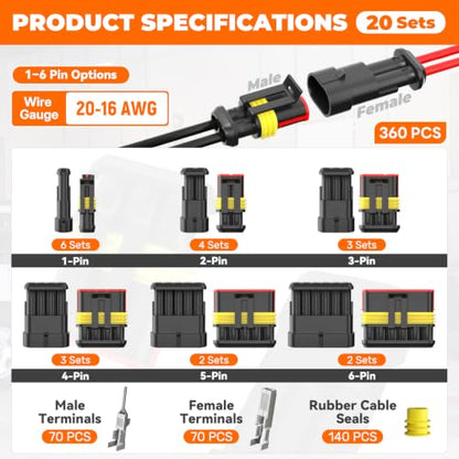828PCS Waterproof Electrical Connectors with Ratcheting Crimper