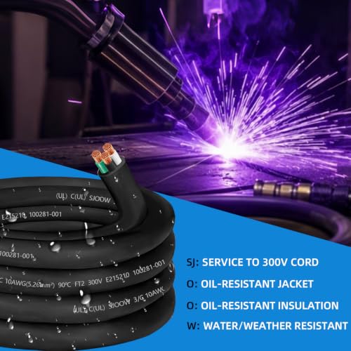 25ft SJOOW 10/3 Wire 10/3 SJOOW Cord 10 Gauge 3 Conductor Wire SJOOW Cord - size: 25 FT, style: 10AWG(3-Conductor)
