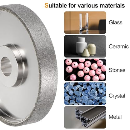 HARFINGTON Diamond Lapidary Wheel 6 Inch x 1 Inch Arbor Hole 120 Grit Grinding Wheels for Stone, Marble, Glass, Ceramics, Crystal, Carbide, Steel - size: 120 Grits