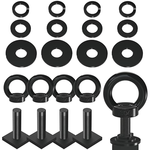 NACETURE Heavy Duty M8 T-Track Eye Bolt Tie Down Anchors, 30mm 4 Pack - color: Black M8 30mm 4 Pack