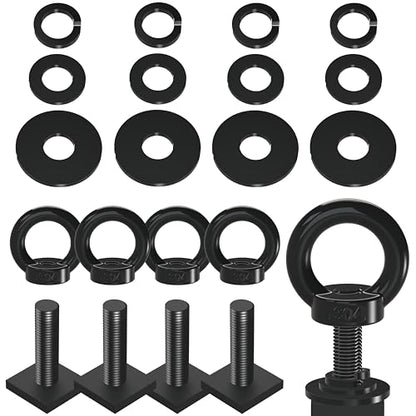 NACETURE Heavy Duty M8 T-Track Eye Bolt Tie Down Anchors, 30mm 4 Pack - color: Black M8 30mm 4 Pack