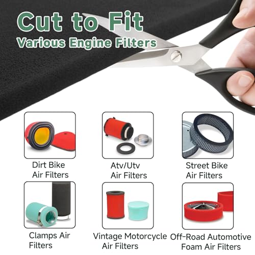 Washable Foam Air Filter Material Sheet for Uni Filter-BF-1 BF1 18" X 15" X 5/8" 65-PPI Black Fine Filter Foam Sheet Cut to Fit Air Filter Pads for Most Motorcycle ATV Scooters Dirt Bike UTV - color: Black