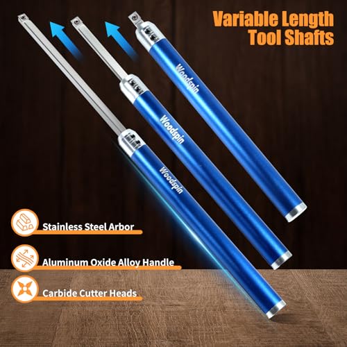 Wood Turning Kits, Carbide Lathe Tools for Wood Lathe, Wood Lathe Tools and Accessories with Indexable Inserts, Wood Turning Tools for Lathe Set, Lathe Tools & Lathe Accessories with Storage Case - color: Blue