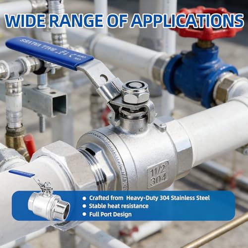 2 Pack 3/4" Full Port Ball Valve NPT Male x Female 304 Stainless Steel Heavy Duty 1000 WOG Shut Off Valve with Locking Device (3/4 Inch) - size: 3/4 Inch