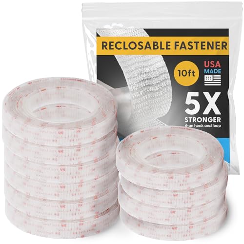 Industrial Strength - 10FT 10Pack - Clear Indoor/Outdoor Adhesive Mounting Tape - Self Mating Reclosable Fastener Compatible with 3M SJ3550 / SJ3560 Dual Lock - size: 10 FT X 10 PACK, style: Clear