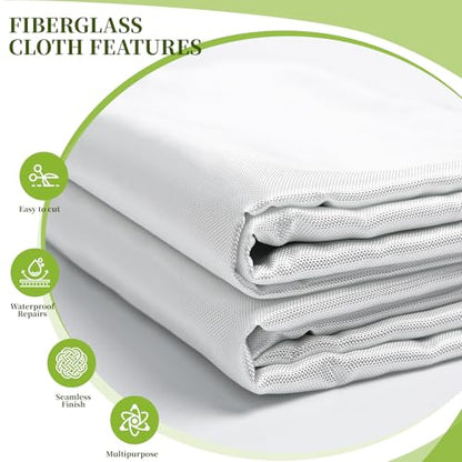 Fiberglass Cloth, 50 Inch x 6 Feet, 6 Oz E-Glass Plain Weave Glass Fiber forBoat Plane Auto Surfboard Tub Pool Repair (White, 2 Yard) - size: 2 Yard