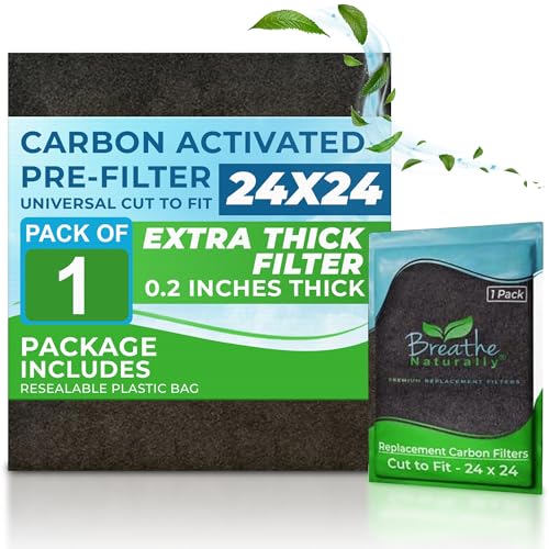 Breathe Naturally Universal Cut To Fit Carbon Activated Air Filter - Replacement Charcoal Filters - Pre Filter Carbon Sheet for Air Purifier, Vent Filters & More - Made in USA (Pack of 1, 24x24) - size: 1 Pack, style: 24x24