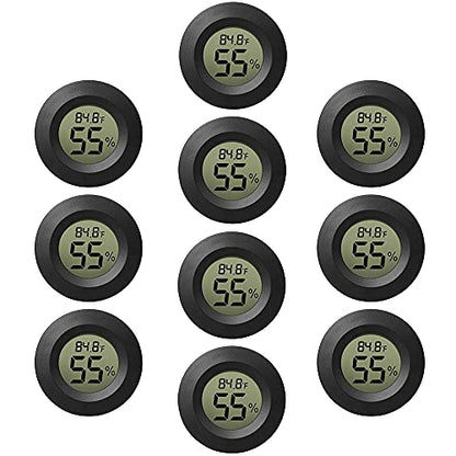 10-Pack Mini Thermometer Hygrometer, Small Digital Electronic Temperature Humidity Meters Gauge Indoor LCD Display for Greenhouse, Garden, Cellar, Fridge, Mason Jar