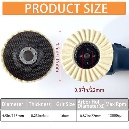 Wool Felt Flap Polishing Disc, Wool Polishing Pad, 4.5 Inch Wool Polishing Wheel for Angle Grinder, Metal, Marble, Stone, Furniture, Car Wax(2)