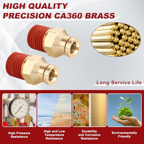 DOT Approved Male Straight Brass Union 1/4" Tube x 1/4" NPT, 10PCS - size: 1/4" OD x 1/4" NPT