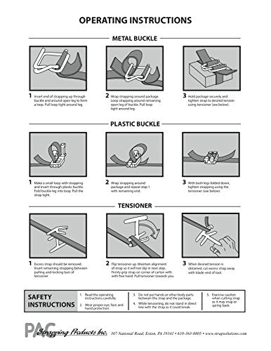 PAC Strapping SP-P Strap Pac Plastic Strapping Kit with Plastic Buckles, 1/2" Wide Polypropylene Strapping