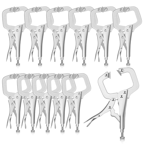 10 Pcs 6 Inch Locking C Clamp Heavy Duty Welding Clamps Pliers Vise Grip Clamps with Swivel Pad with Regular Tip and Swivel Pad for Craftsmen Home Workshop - size: 6.5 Inch,Set of 10