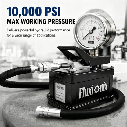 Air Hydraulic Pump 10,000 PSI, 1.7L Reservoir,NPT 1/4" Inlet, NPT 3/8" Oil Outlet, Hydraulic Pump Air Hydraulic Foot Pump with 6.6ft Pipe, Black - color: Black