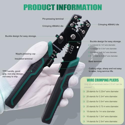 Twidec/Quick Splice Wire Terminals T-TAP Disconnect Self-Stripping 22-10 AWG with Nylon Fully Insulated Male Spade Electrical Terminals Kit for Automotive with Wire Crimper Tool - color: 80PCS+3-in-1 Crimper Tool
