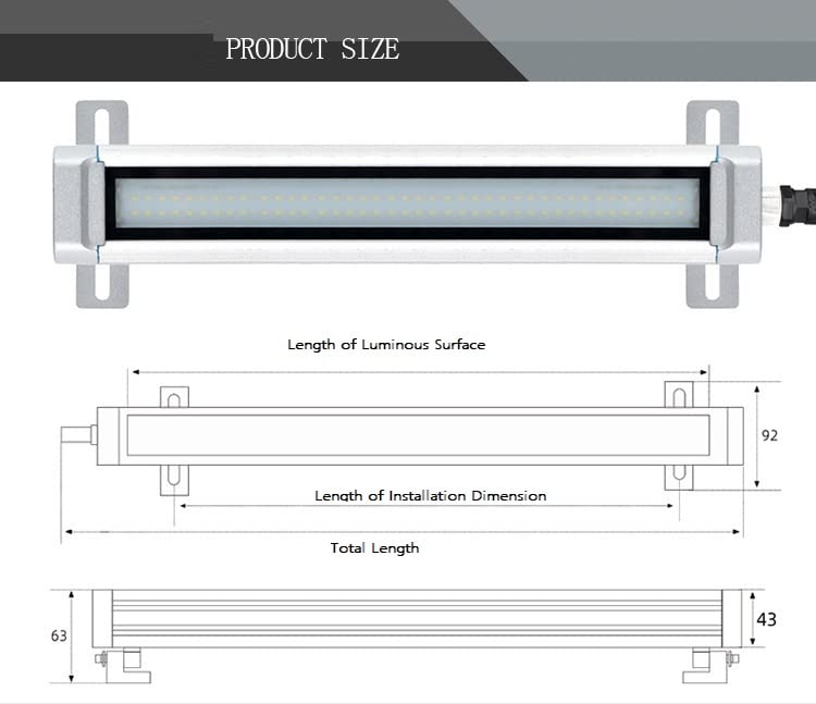 LED Tube Light 1000 Lumens CMMUNGYONE CNC Machine Waterproof Lamp 24V 14inch LED Lights Industrial Machine Interner Lighting LED Work Light Workshop Lamp (10)