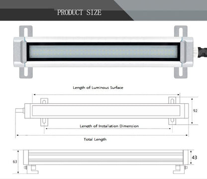 LED Tube Light 1000 Lumens CMMUNGYONE CNC Machine Waterproof Lamp 24V 14inch LED Lights Industrial Machine Interner Lighting LED Work Light Workshop Lamp (10)
