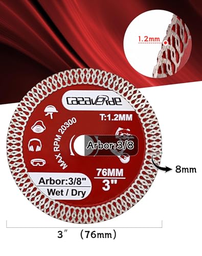 Casaverde 2 Pcs of 3" Diamond Tile Blade,Super Thin Porcelain Blade 76mm with 3/8" Arbor for Cutting Ceramic Tile,Stone Tile - size: 3 inch (2 pc)