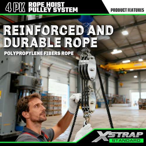 XSTRAP STANDARD Heavy-Duty 2,000 LB Breaking Strength 50 FT Rope Hoist - color: 50ft Black Standard