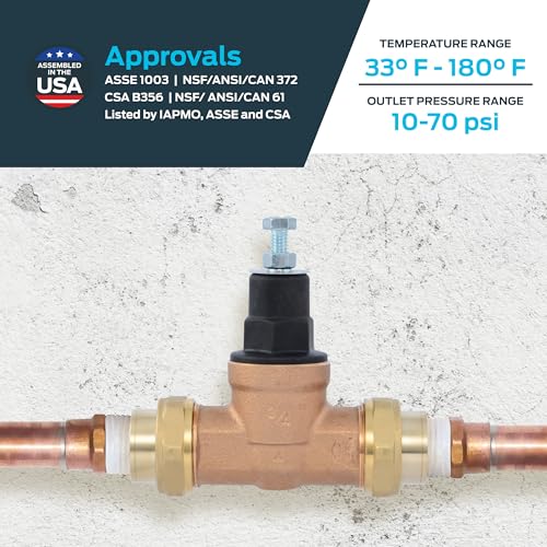 Cash Acme EB45 Pressure Regulating Valve, Double Union, 3/4 Inch NPT Female, Poly Top, 60 PSI, PVA16P-DUTH-60, Brass - size: 3/4 in., Poly Top
