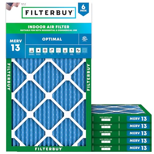 Filterbuy 8x30x1 Air Filter MERV 13 Smoke & Allergy Defense (6-Pack) - size: 8x30x1