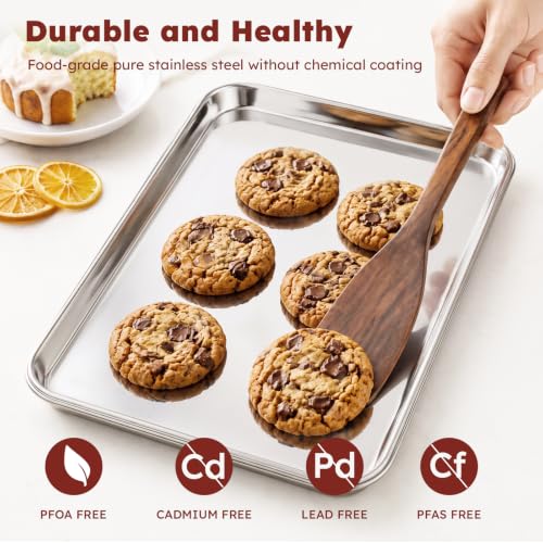 𝟒𝟏%𝟎𝐟𝐟 Baking Sheet Set of 3: Stainless Steel Cookie Sheets for Baking