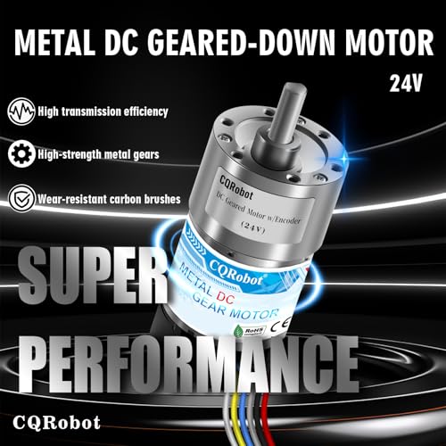 CQRobot 102:1 Metal DC Gearmotor 37Dx72.5L mm 24V with 64 CPR Encoder - size: 102:1, style: 24V