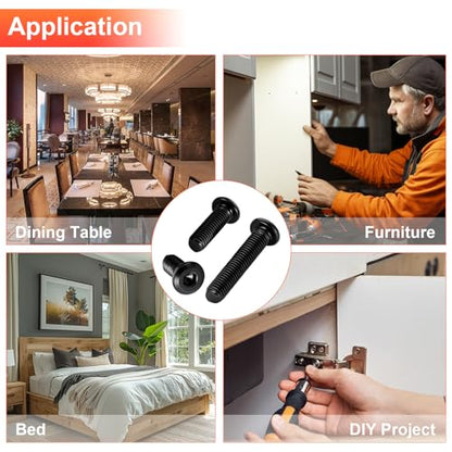 30Pcs M6 x 14mm Flat Head Hex Socket Cap Screws Bolts, 304 Stainless Steel Beds, Chairs and Cabinets Furniture Bolts Full Thread, Black Oxide & Hex Spanner - color: Black-M6, size: M6 x 14mm
