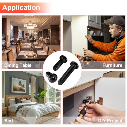 30Pcs M6 x 16mm Flat Head Hex Socket Cap Screws Bolts, 304 Stainless Steel Beds, Chairs and Cabinets Furniture Bolts Full Thread, Black Oxide & Hex Spanner - color: Black-M6, size: M6 x 16mm