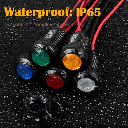 5pcs 12mm 12V-24V LED Indicator Light Plastic Black Signal Dot Lamp 12V-24V 1/2 inches Mounting Hole Size with 15cm/5.9in. Wire (Yellow LED) - color: Yellow, size: 12mm 12-24V