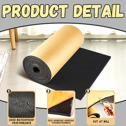 1 Pc 236 x 12 x 1/8 Inch Large Closed Cell Foam, Marine Foam Roll, Black - size: 236 x 12 x 1/8 Inch