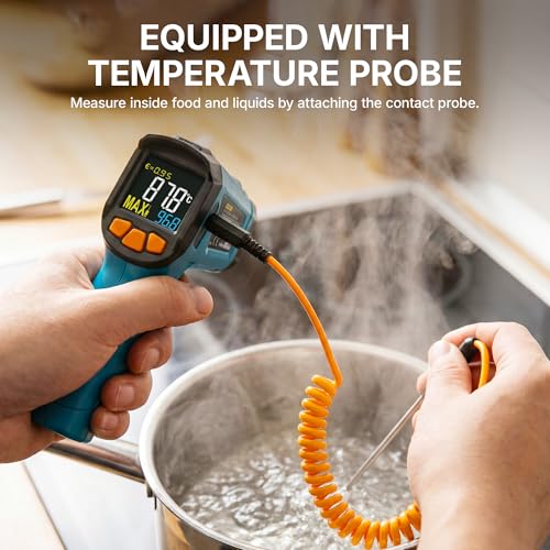 Tilswall Infrared Thermometer Gun, -58°F to 1472°F(-50~800°C), Sky Blue - color: black