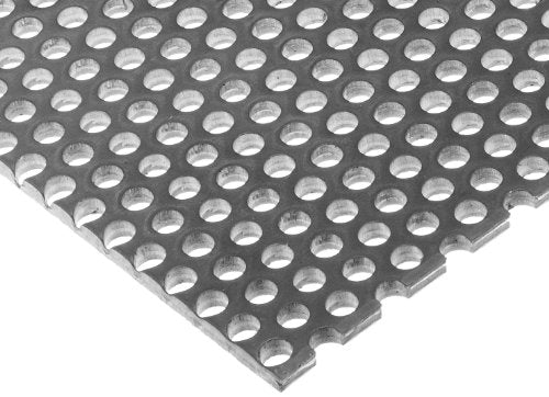 A36 Carbon Steel Perforated Sheet, Unpolished (Mill) Finish, Hot Rolled, Staggered 0.125" Holes, ASTM A36, 0.12" Thickness, 11 Gauge, 12" Width, 24" Length, 0.1875" Center to Center, OnlineMetals
