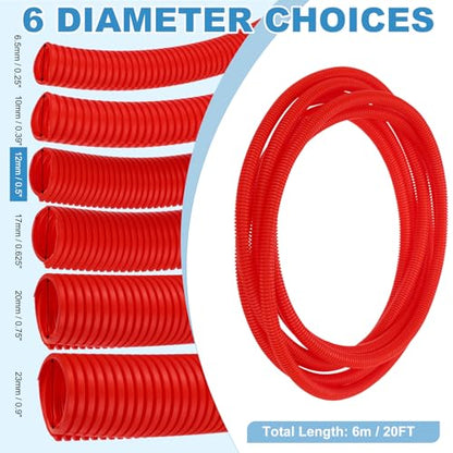 MECCANIXITY Plastic Split Wire Loom Tubing 1/2"(12mm) ID 20FT(6m), Red - color: Red, size: 1/2"(12mm) ID x 20FT(6m)