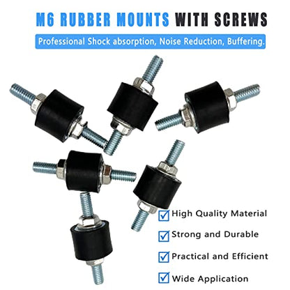 M6 Rubber Isolator Mounts with Studs Air Compressor Pump Shock Absorbers - size: VV-M6x18-20x15