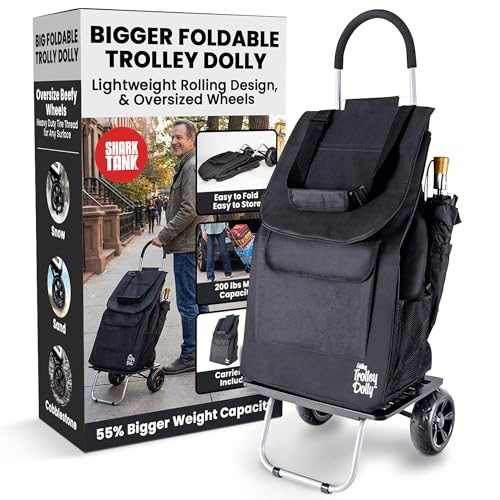 dbest products Bigger Trolley Dolly, Black Shopping Grocery Foldable Cart - color: Black
