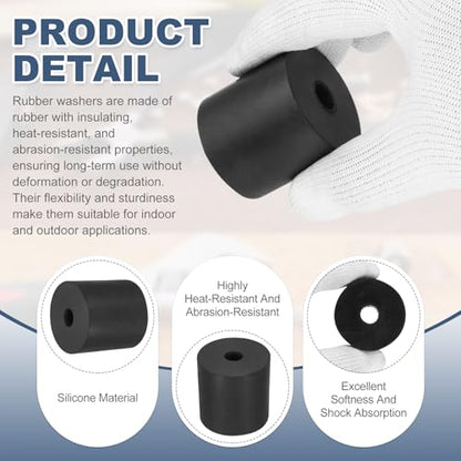uxcell 5Pcs Rubber Spacers, 80mm OD, 12mm ID, 10mm Thick Black Round Anti Vibration Rubber Pads Isolation Bushings Washer for Home Cars Boat(3.15" OD x 0.47" ID x 0.39" Thick) - size: 40mm OD x 10mm ID x 40mm Thick