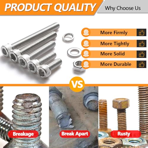 200 Pcs M6 Hex Socket Head Cap Screws Kit, M6-16/20/30/40/50mm Bolts - size: M6 - 16/20/30/40/50mm