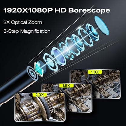 Endoscope Camera with Light, 1920P HD Borescope, 4.3" IPS Inspection Camera - size: 6.6FT Single Lens