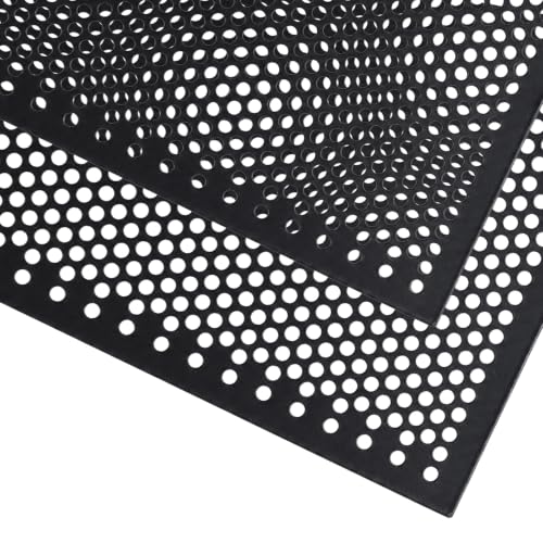 AggAuto Black Perforated Metal Sheets 47" x 23" 4mm Round Hole 2Pcs
