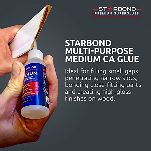 Starbond Medium CA Glue Complete Refill Kit (16 oz) – Cyanoacrylate Super Glue Refill System with Extra Bottles, Caps, Microtips & Yorker Spout for Woodworking, Carpentry, Quick Repairs & Hobby Builds - size: 16 ounce