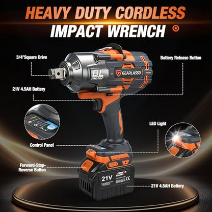 3/4 Cordless Impact Wrench 1475Ft-lbs (2000N.m) High Torque Impact Gun - size: 2000N.m
