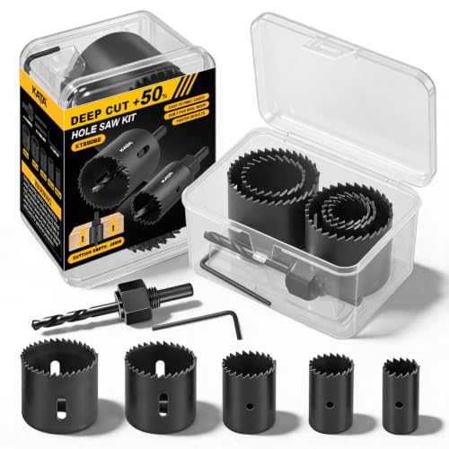 KATA 8PCS Deep Cut Hole Saw Kit 1" - 2-1/8" for Wood, PVC, Drywall, Plywood - color: 8PC-Black Deep Cut Hole Saw Kit