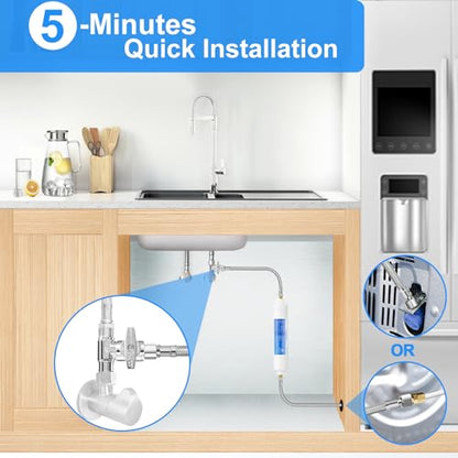 Fridge Water Line Kit - 25FT with Tee Stop Valve for Refrigerator Ice Maker - size: 25 FT