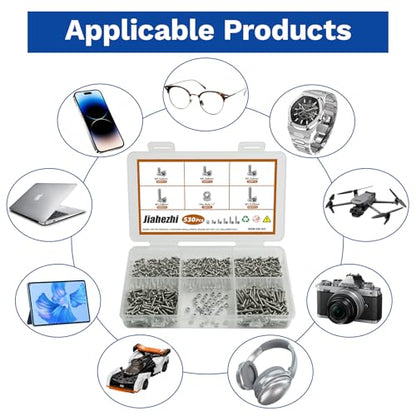 530Pcs 304 Stainless Steel Metric Micro Screws Nuts Assortment, M1.7x3/4/5/6/8mm Sizes, Phillips Pan Head, Fully Threaded Kit for Arduino, RC Models, Electronics, DIY Projects - size: M1.7x3/4/5/6/8- 530 Pcs
