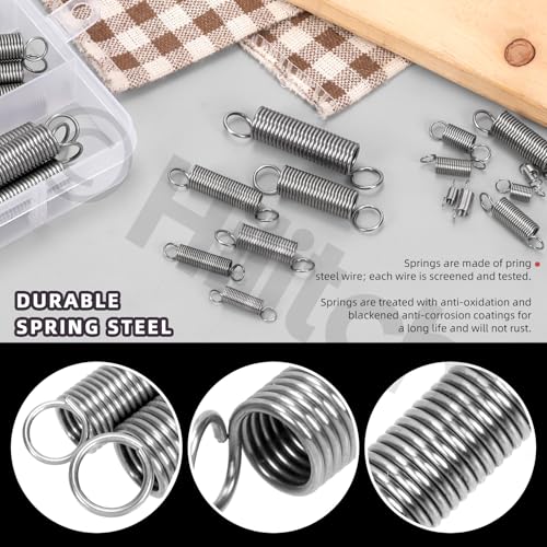 Hilitchi 96Pcs 15 Sizes Extension Spring Assortment Kit Extension Spring Stainless Steel Springs Assorted Size Small Springs Compression Tension Springs for Repairs Maintenance