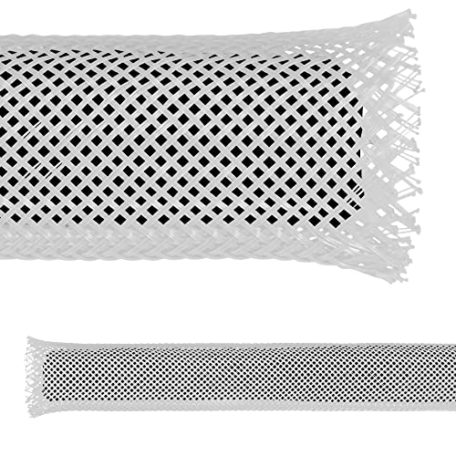 Electriduct 1/8" PET Expandable Braid Sleeving Flame Retardant Flexible Wire Mesh for Cord Management and Cable Protection - 25 Feet - White - color: White, size: 0.125 Inch - 25 Feet