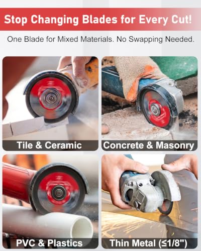 2 Pack 4.5" Diamond Saw Blade, Multi Purpose Cutting Disc, with 7/8" Arbor