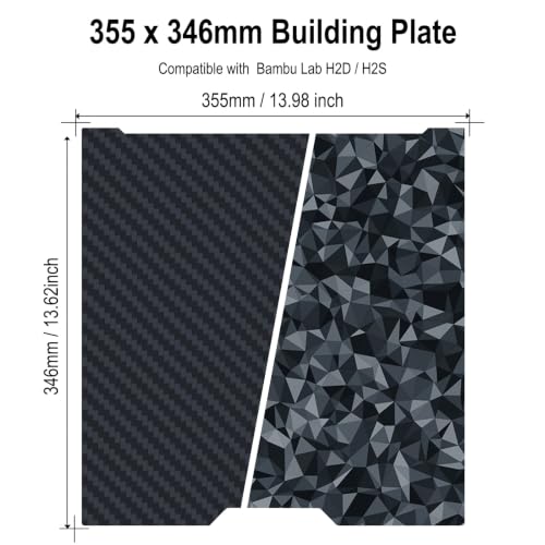 355x346mm PEO + PET Build Plate for Bambu Lab H2D/H2S - size: 355x346mm