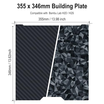 355x346mm PEO + PET Build Plate for Bambu Lab H2D/H2S - size: 355x346mm