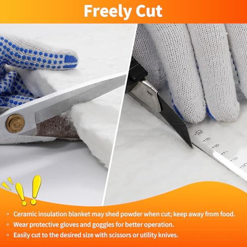 Ceramic Fiber Blanket 24"x26"x1" Thick, 2400F Fireproof Insulation 832-3390